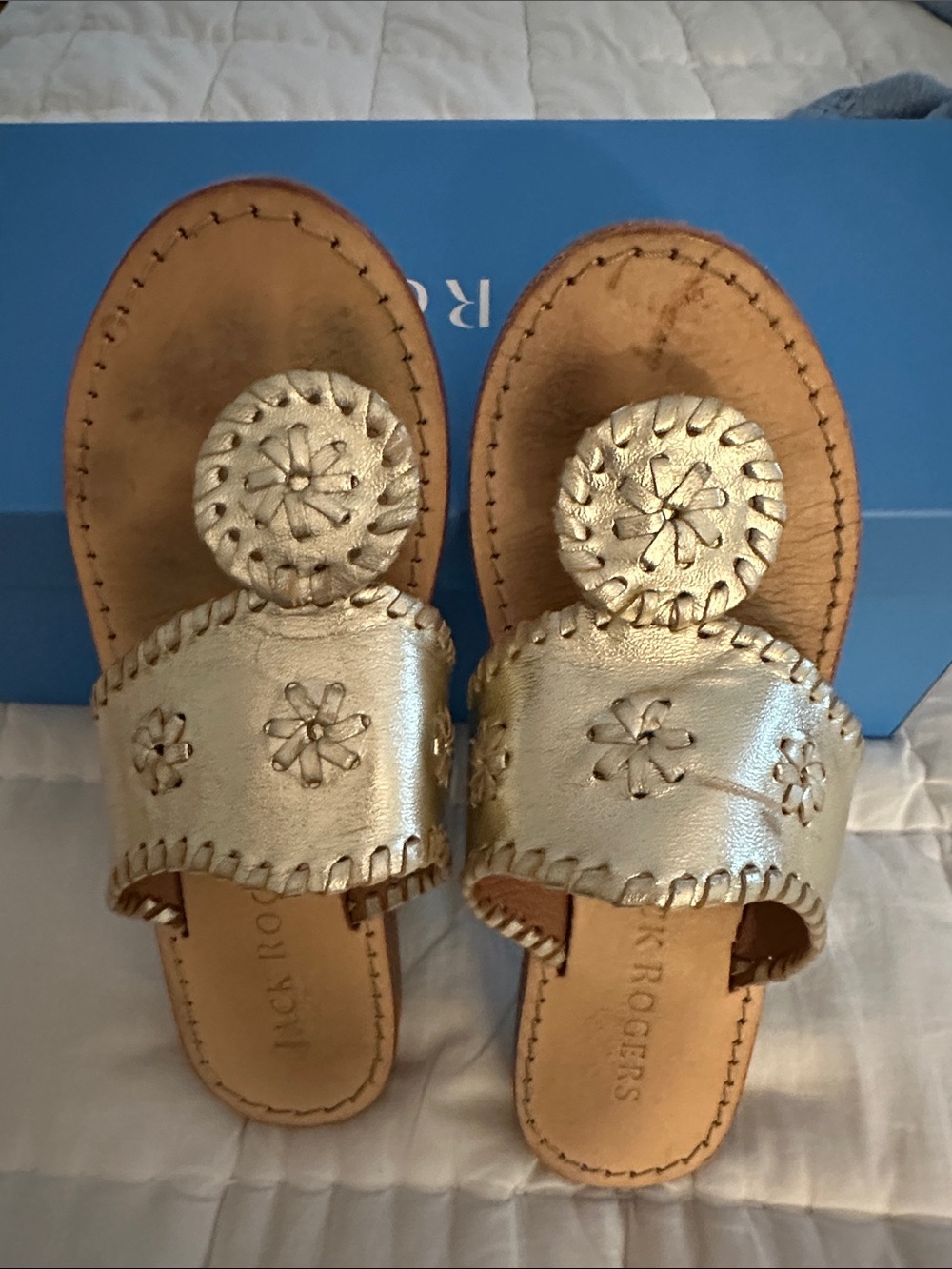 Jack Rogers Women’s Metallic Gold Leather Sandals